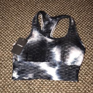 Tie dye sports bra grey black white